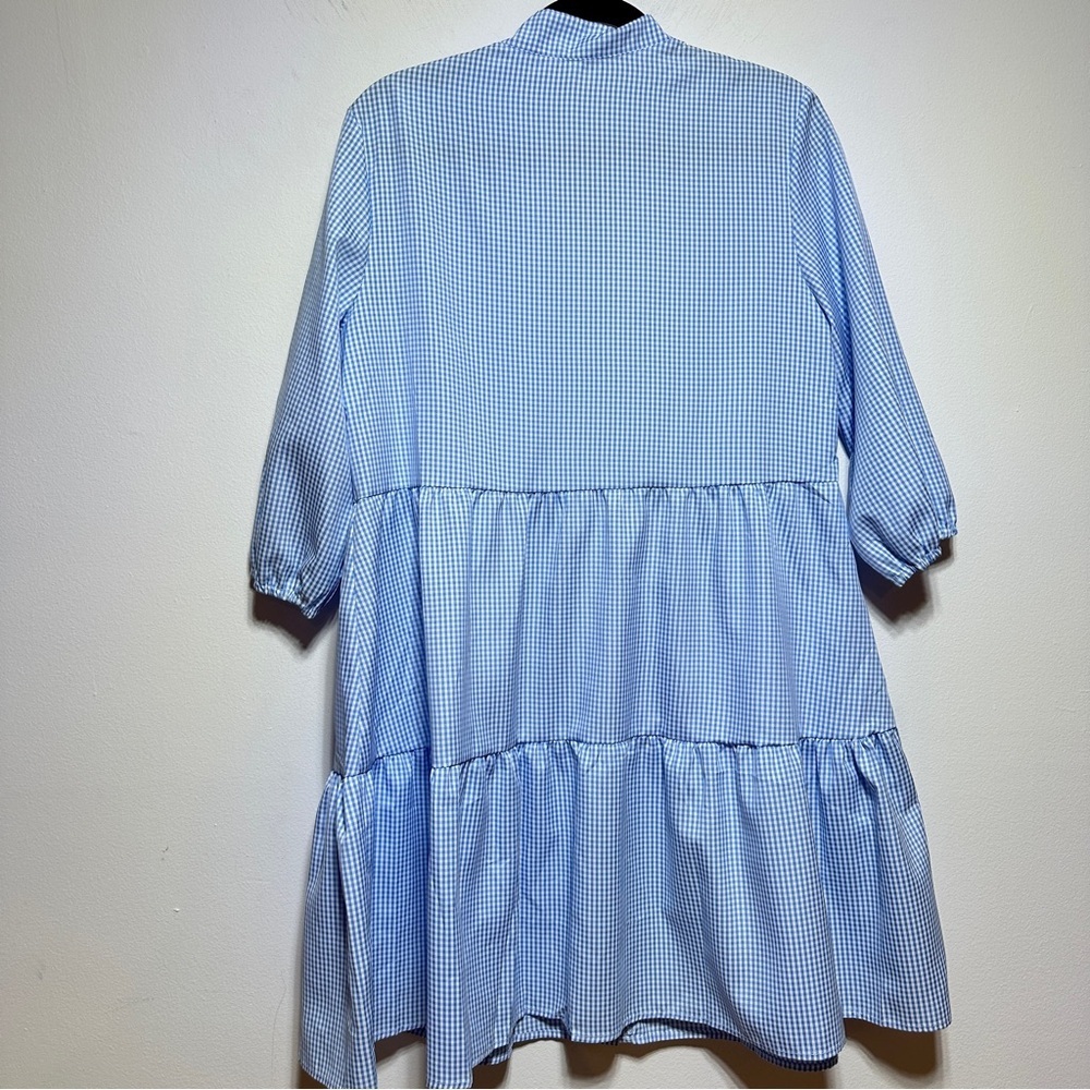 Cottagecore Blue Gingham Tiered Shirt Dress Mini S Cottagecore - Picture 4 of 7